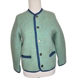 Vintage Austrian Style Boiled Wool Lady Jacket Old Money Classic Women Small